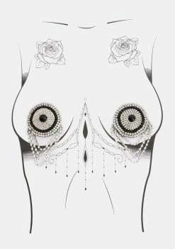 Neva Nude Pasties & Tatts Embellished Rhinestone Fringe Reusable Pasties