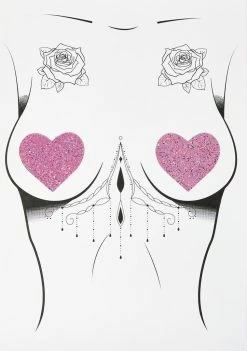 Neva Nude Pegasus Kisses Iridescent Glitter Heart Pasties Pasties & Tatts