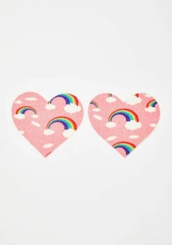 Neva Nude Pasties & Tatts Pink Rainbow Heart Pasties