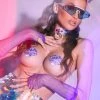 Neva Nude Mother Of Pearl Purple Holographic Mermaid Shell Pasties