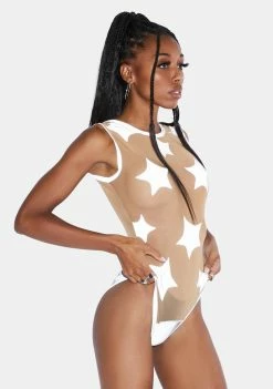 Neva Nude Lingerie & Sleepwear Reflective Star Struck Nude Mesh Bodysuit