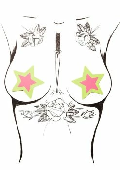 Neva Nude Pasties & Tatts Neon Black Light Star Pasties