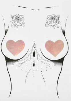 Neva Nude Care Bear Stare Holographic I Heart U Pasties