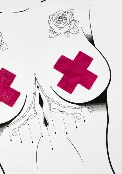 DK X Neva Nude Hot Pink Holo Cross Pasties