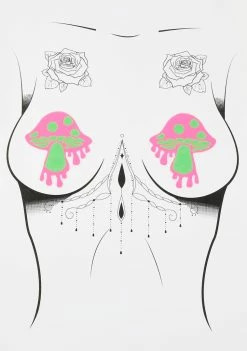 Neva Nude Neon Pink Melty Green Super Shroom UV Pasties