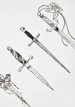 Neva Nude Dagger Temporary Tattoo Set