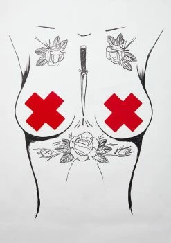 Neva Nude Vixen Red Wet Vinyl X Shape Pasties