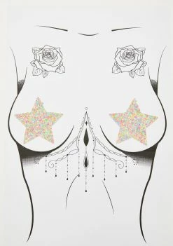 Neva Nude Blacklight Glitter Star Pasties