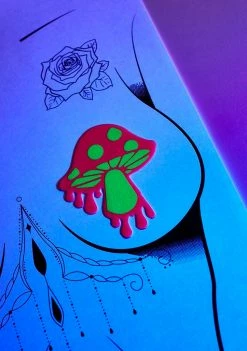 Neva Nude Neon Pink Melty Green Super Shroom UV Pasties